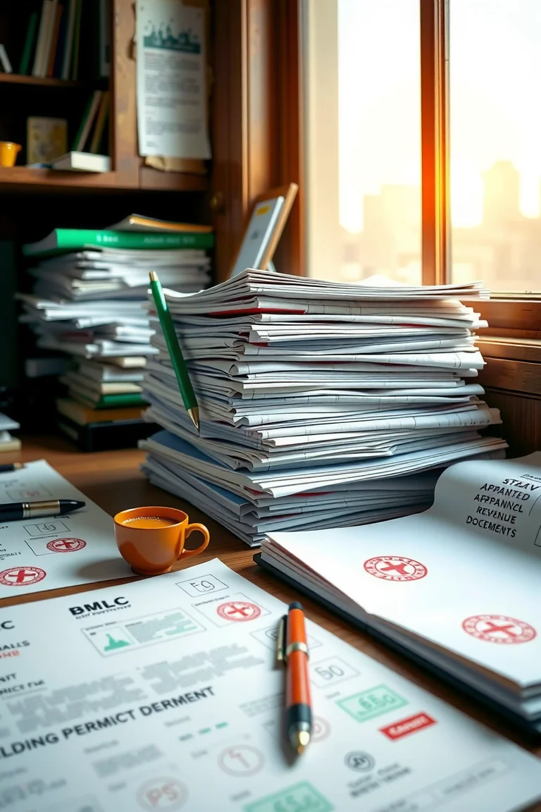 Permit documentation and stamps for Mumbai building approval